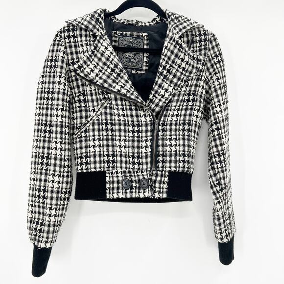 Urban Outfitters Black And White Gingham Y2K Cropped Jacket - Picture 1 of 4